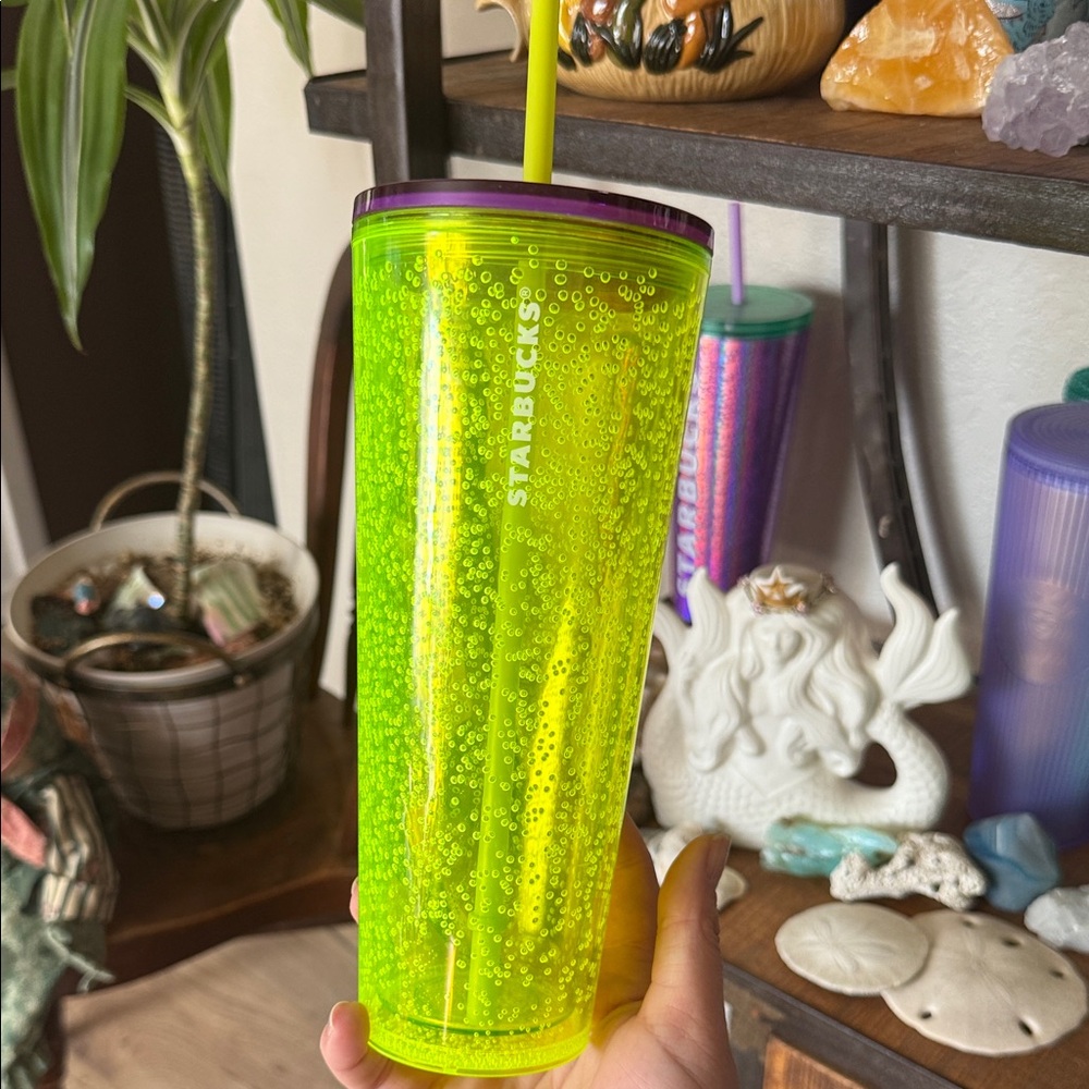 Starbucks Halloween Bright Lime Bubbles Tumbler with Purple Lid